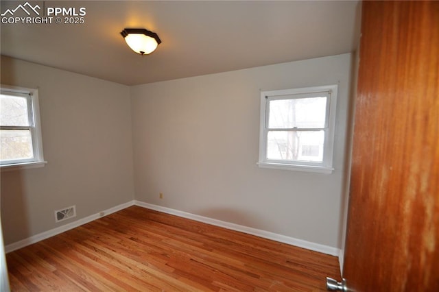 empty room featuring light wood-type flooring and plenty of natural light