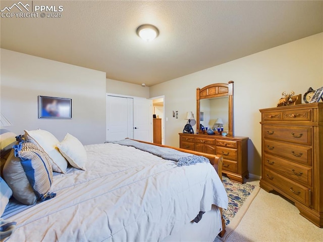 carpeted bedroom with a closet