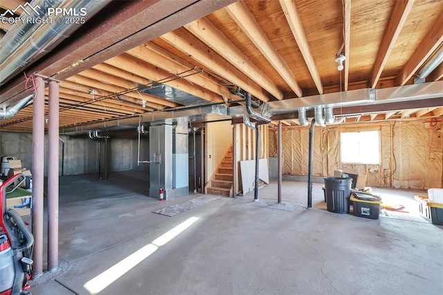 basement with stairs