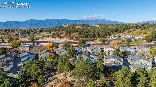 aerial view with a mountain view