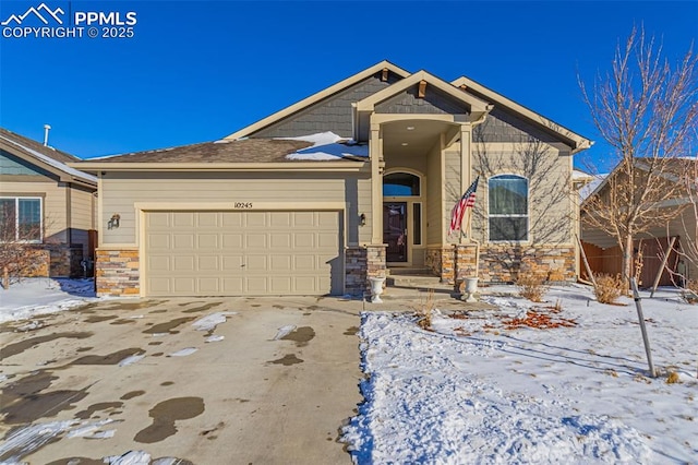 view of front of property with a garage