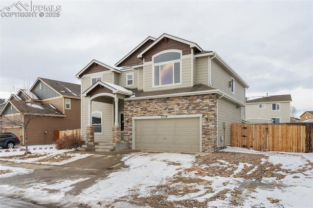 view of front of property with a garage