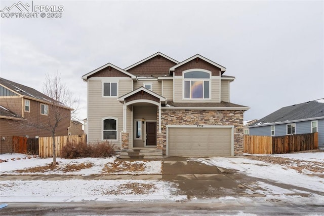 view of front of house with a garage