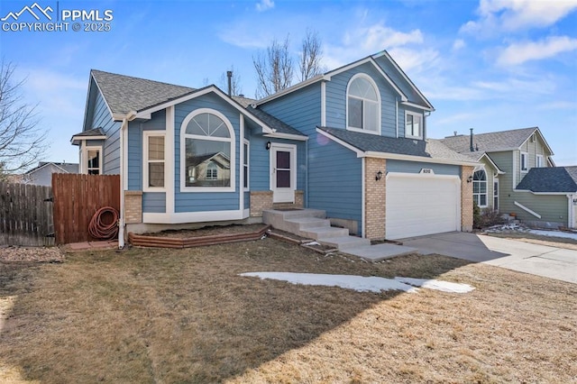 view of front property with a garage