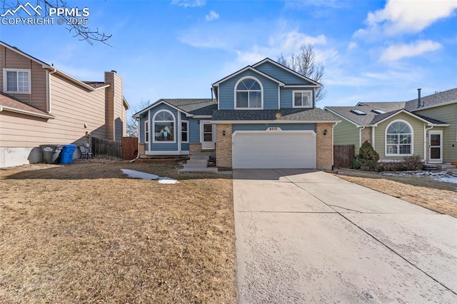 view of front property with a garage