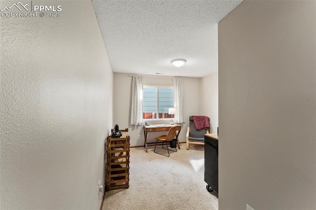 interior space with a textured ceiling