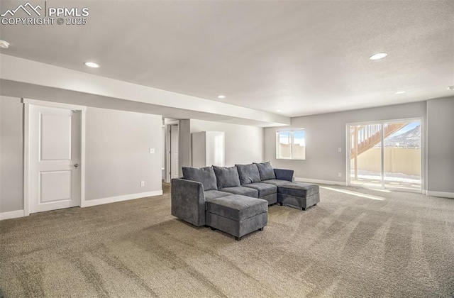 living room featuring carpet flooring