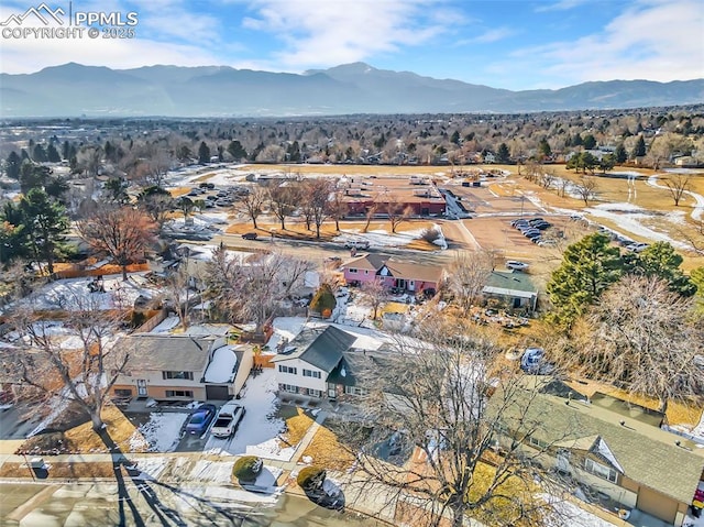 aerial view with a mountain view