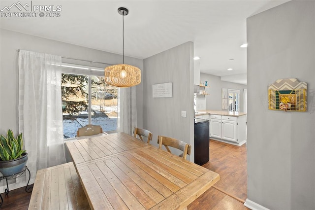 dining area featuring wood-type flooring