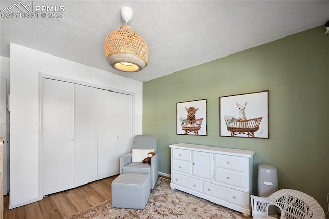 sitting room featuring light hardwood / wood-style flooring