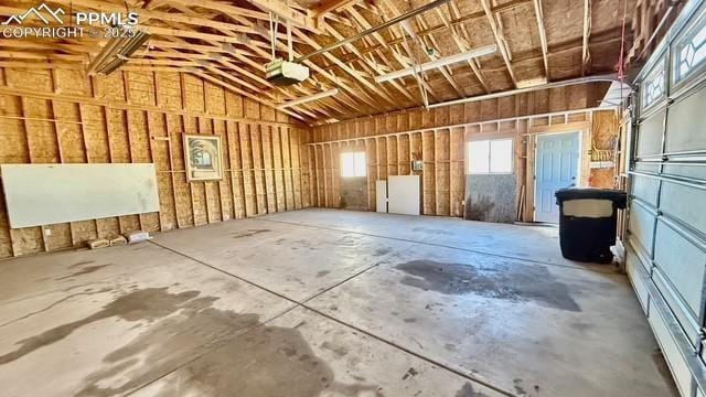 garage with a garage door opener