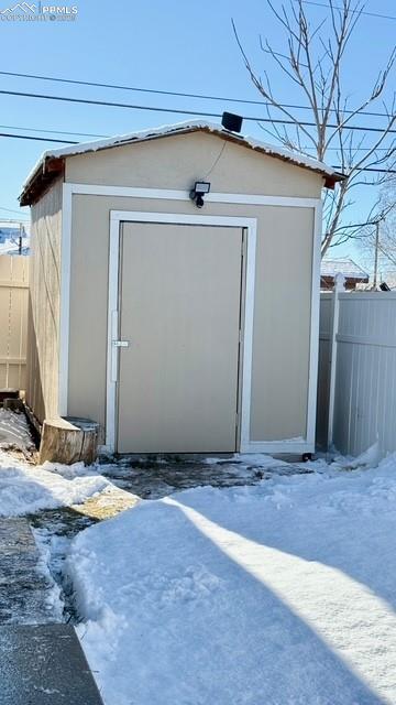 view of snow covered structure