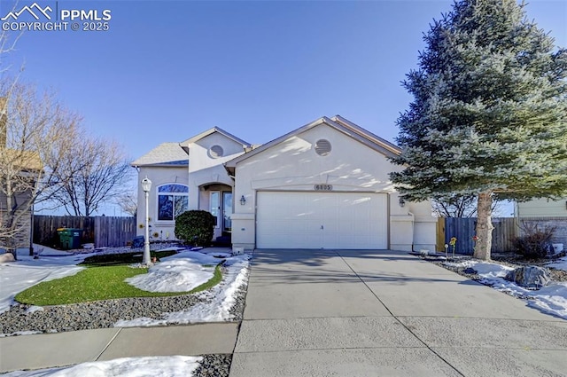 single story home with a garage