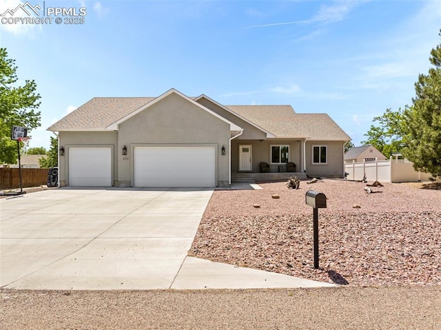 single story home with a garage