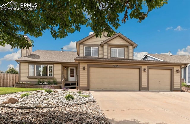 view of front of house with a garage