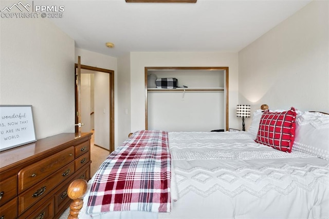 carpeted bedroom with a closet