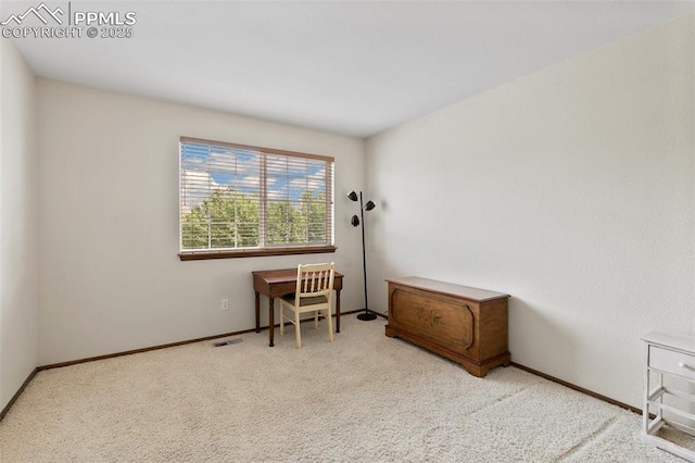 view of carpeted office space