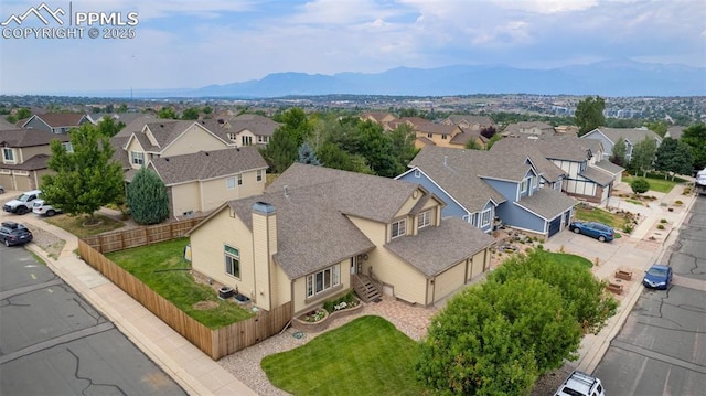 bird's eye view featuring a mountain view