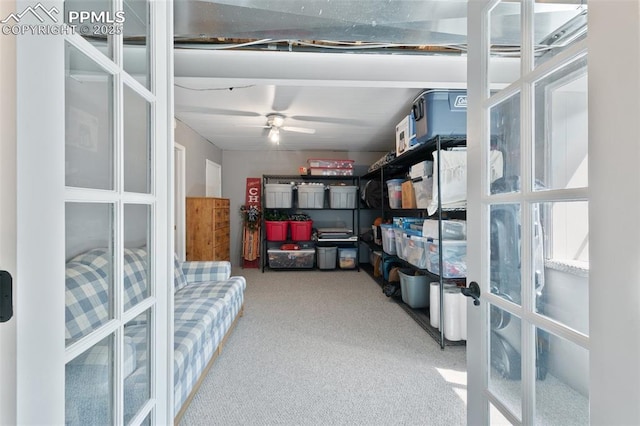 storage area featuring french doors