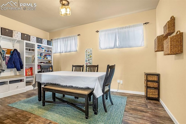 dining area featuring dark hardwood / wood-style flooring