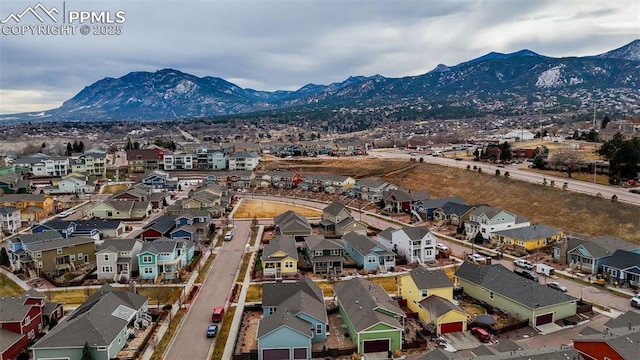 drone / aerial view with a mountain view