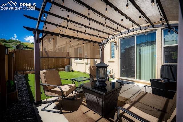 view of patio featuring a pergola