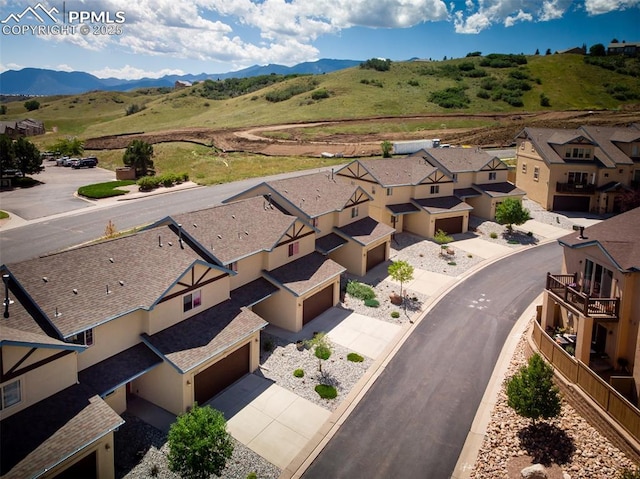 drone / aerial view with a mountain view