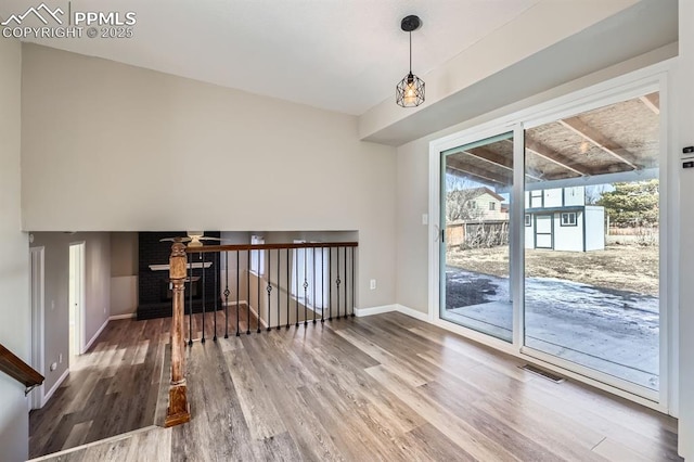 interior space with hardwood / wood-style floors