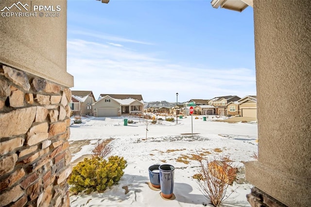 view of yard covered in snow