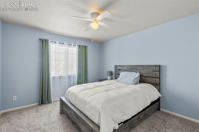 bedroom featuring ceiling fan and carpet flooring