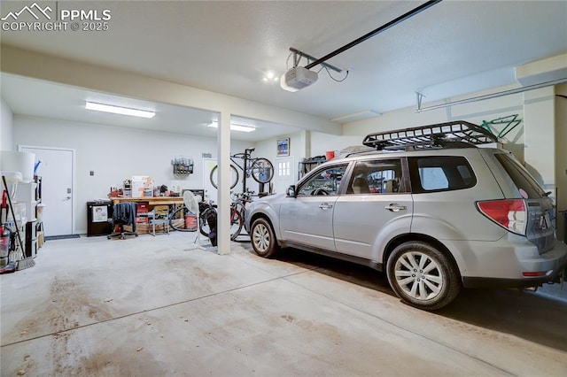 garage with a garage door opener