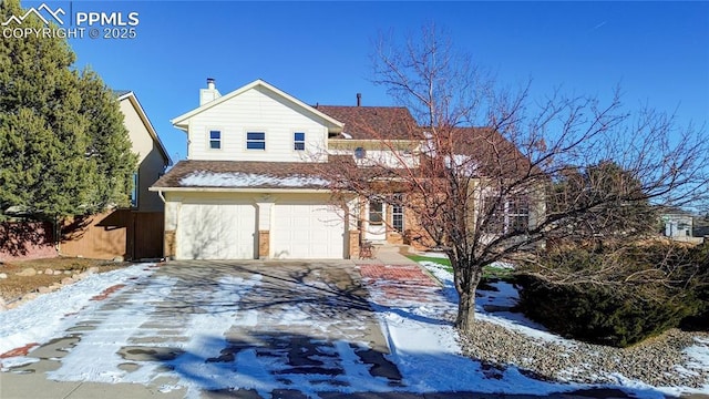 view of front property with a garage