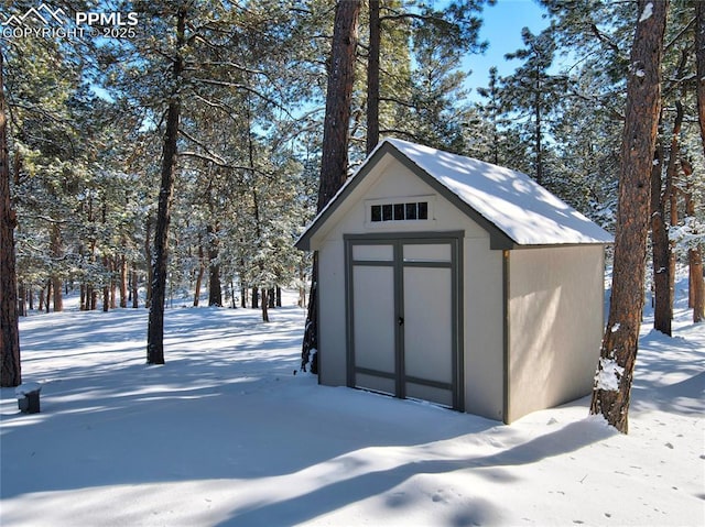 view of snow covered structure