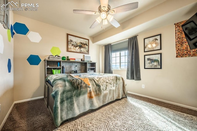 bedroom with carpet and ceiling fan