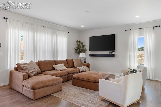 living room featuring light hardwood / wood-style flooring