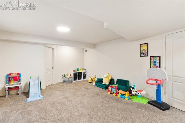 game room with carpet flooring