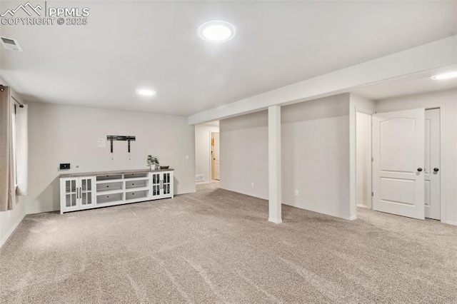 basement with carpet floors