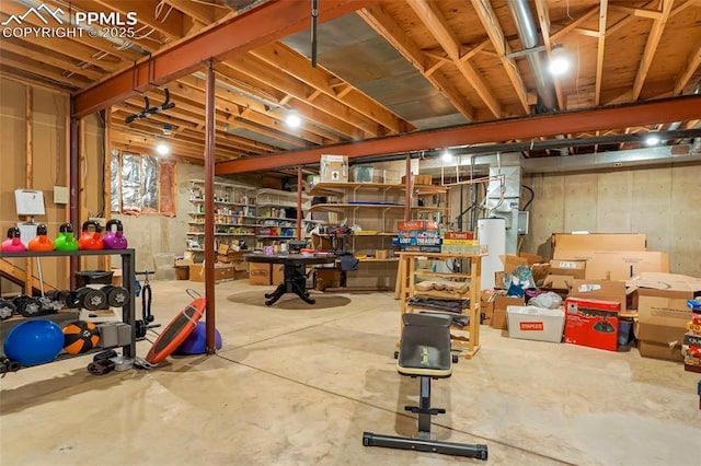 basement with water heater