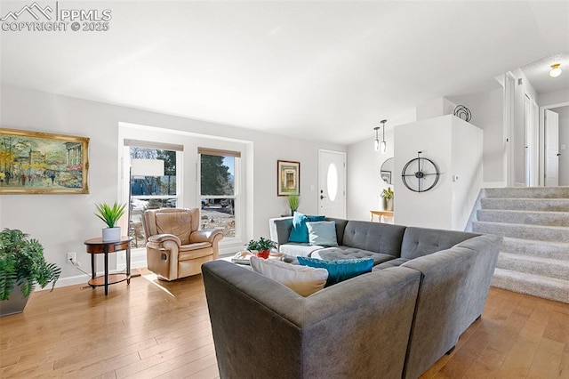 living room featuring light hardwood / wood-style flooring