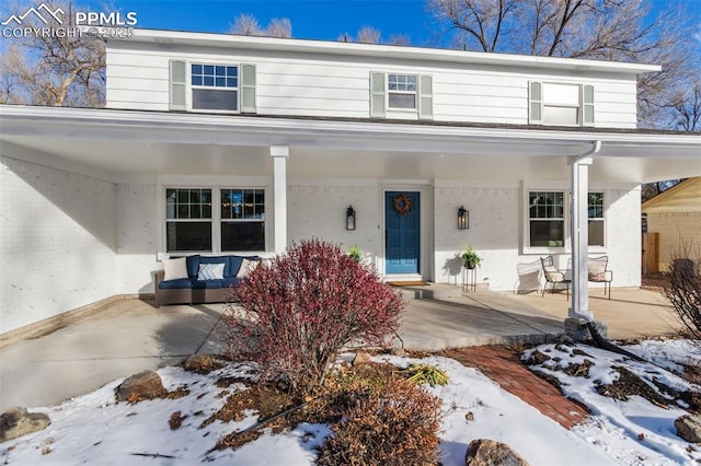 front facade with a porch