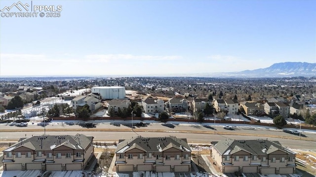 drone / aerial view with a mountain view