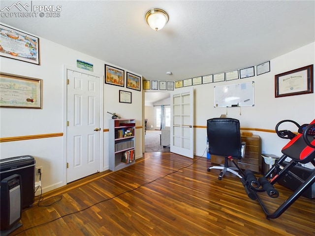 office space with dark wood-style floors