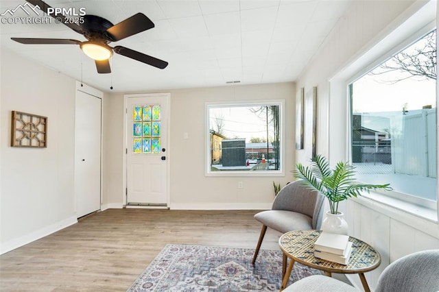 living area featuring light hardwood / wood-style floors