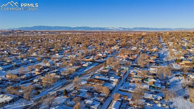 aerial view with a mountain view