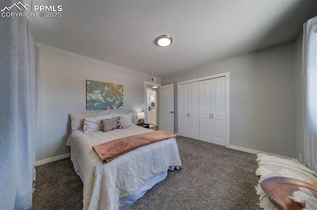 carpeted bedroom featuring a closet