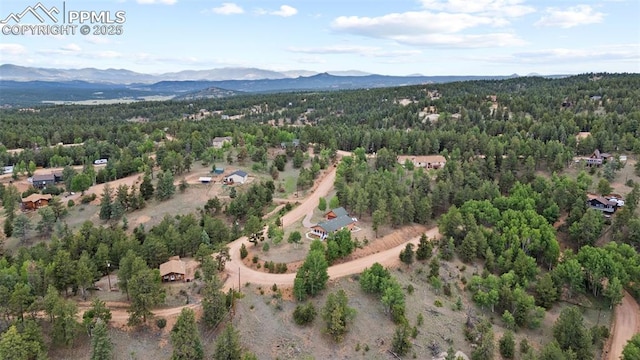 aerial view with a mountain view