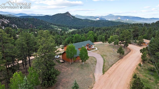 aerial view featuring a mountain view