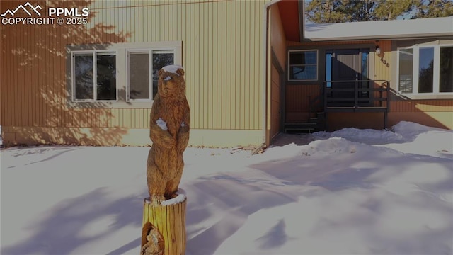 view of snowy exterior