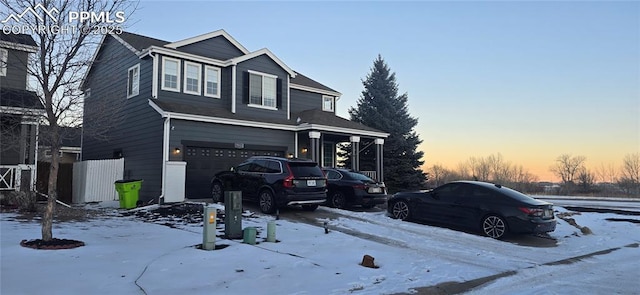 view of front of home with a garage