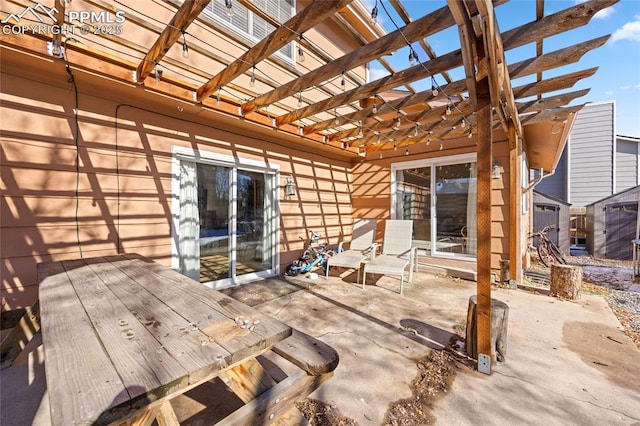 view of patio / terrace featuring a pergola